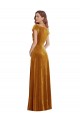 Purcahse  Gold V-Neck Cap Sleeves Long Maxi Evening Dress UK