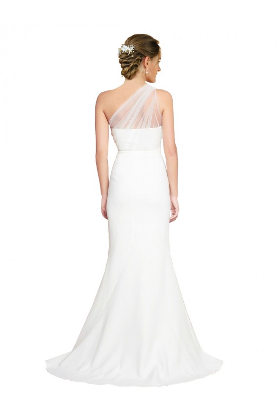 Purcahse  Ivory One Shoulder Sleeveless Stretch Crepe & Tulle Sweep Train Evening Dress UK