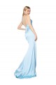 Purcahse  Light Sky Blue V-Neck Sleeveless Stretch Satin Long Sexy Evening Dress UK