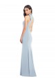 Purcahse  Light Sky Blue High Neck Sleeveless Open Back Long Semi Formal Evening Dresses UK