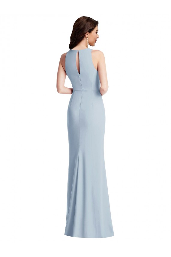 Purcahse  Light Sky Blue Halter Neck Sleeveless Long Maxi Wedding Party Dress UK