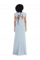 Purcahse  Light Sky Blue Jewel Neck Cap Sleeves Keyhole Back Long Semi Formal Evening Dress UK