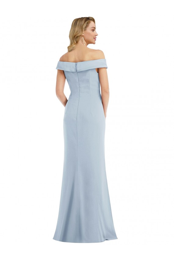 Purcahse  Light Sky Blue Off the Shoulder Sleeveless Long Semi Formal Evening Gown UK