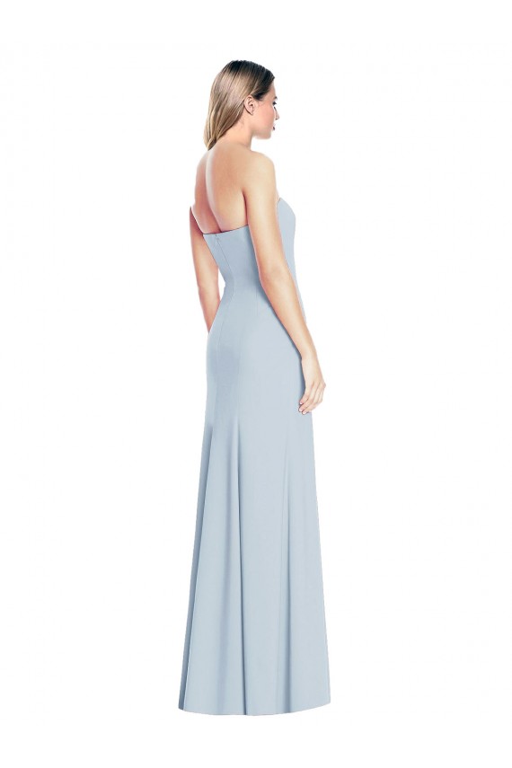 Purcahse  Light Sky Blue Strapless Sleeveless Low Back Long Evening Dress UK