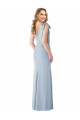 Purcahse  Light Sky Blue V-Neck Sleeveless V-Back Long Semi Formal Evening Dress UK