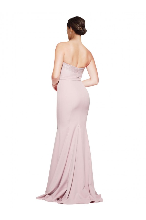 Purcahse  Mauve Strapless Sleeveless Low Back Sweep Train Evening Dress UK