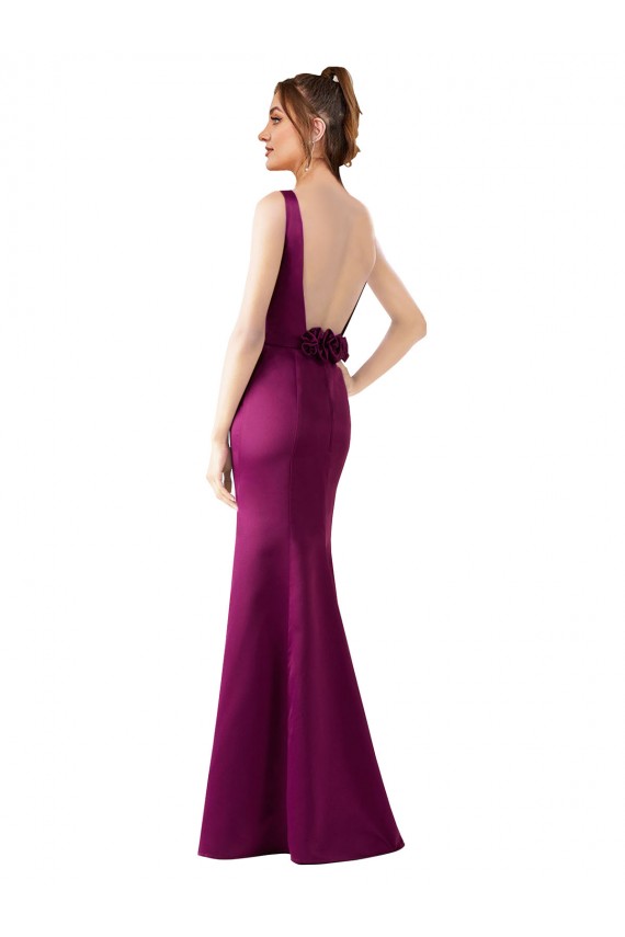 Purcahse  Merlot Bateau Neck Sleeveless Open Back Long Sexy Evening Dress UK