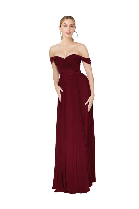 Purcahse  Burgundy High Neck Sleeveless Long Bridal Party Dress UK