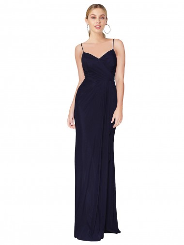 Cheap Dark Navy High Neck Sleeveless V-Back Soft Chiffon Long Evening Dress UK