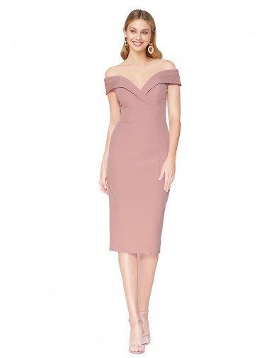 Cheap Dusty Pink High Neck Sleeveless Knee Length Evening Dress UK