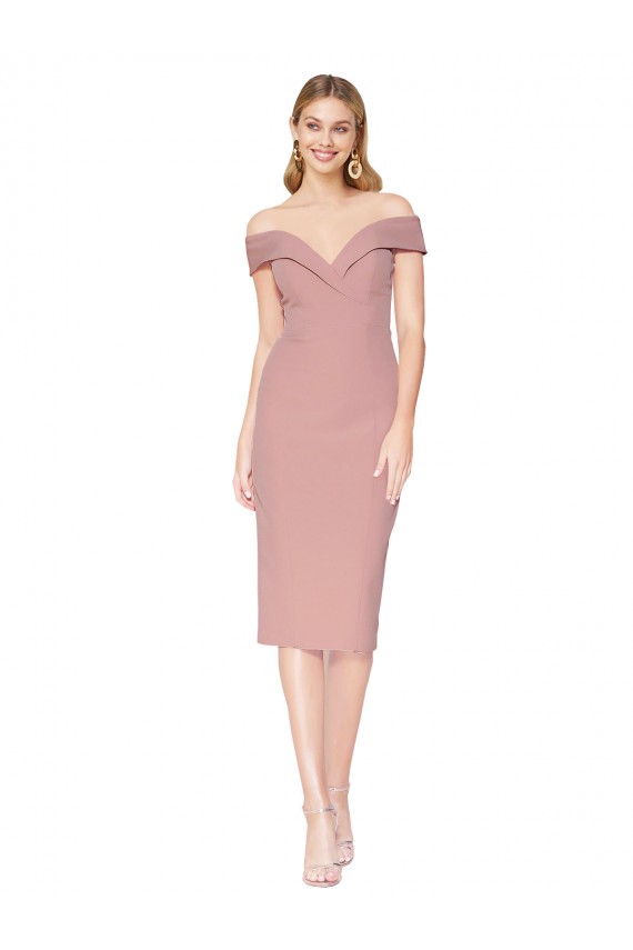 Purcahse  Dusty Pink High Neck Sleeveless Knee Length Evening Dress UK