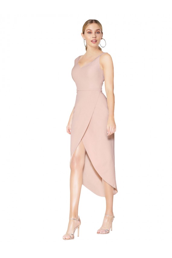 Purcahse  Mauve High Neck Sleeveless V-Back Knee Length Evening Dress UK