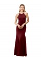 Purcahse  Burgundy Gold High Neck Sleeveless Criss Cross Back Long Wedding Party Dress UK