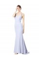 Purcahse  Light Sky Blue High Neck Sleeveless Long Wedding Party Dress UK