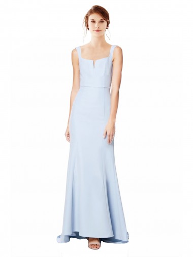 Cheap Light Sky Blue High Neck Sleeveless Long Bridal Party Dress UK