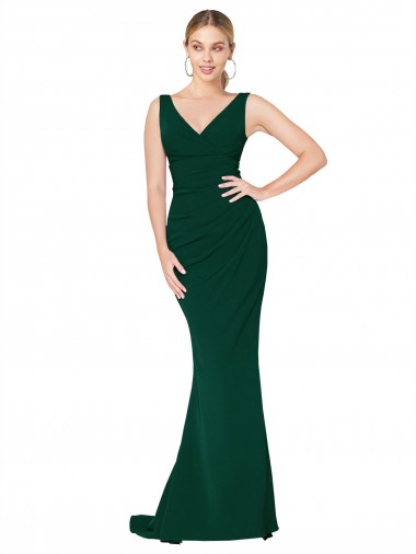 Cheap Midnight Green High Neck Sleeveless Long Evening Dress UK