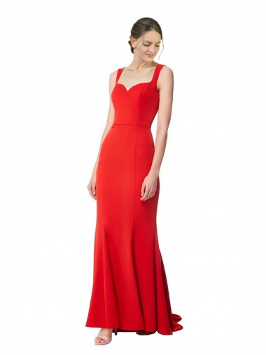 Cheap Red High Neck Sleeveless Stretch Crepe Long Maxi Evening Dress UK