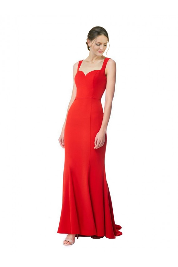 Purcahse  Red High Neck Sleeveless Stretch Crepe Long Maxi Evening Dress UK