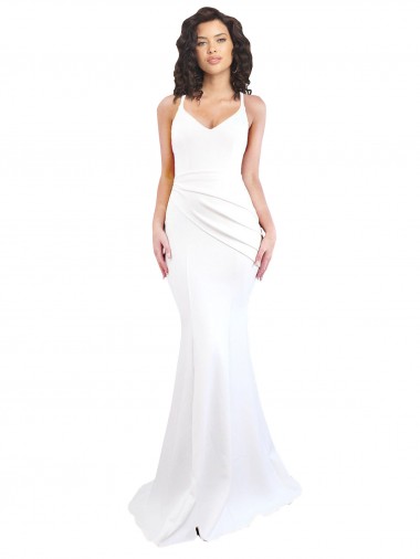 Cheap White High Neck Sleeveless Low Back Long Sexy Evening Dress UK