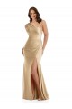 Purcahse  Soft Gold One Shoulder Sleeveless Long Plus Size Evening Dress UK