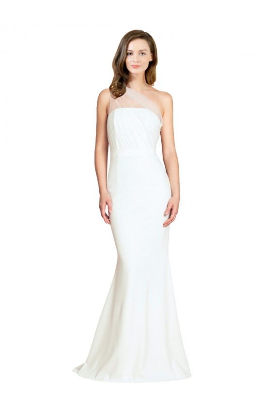 Purcahse  Ivory One Shoulder Sleeveless Stretch Crepe & Tulle Sweep Train Evening Dress UK