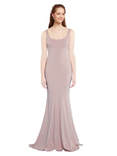 Cheap Dusty Pink Scoop Neck Cap Sleeves Long Evening Dress UK