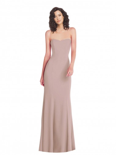 Cheap Dusty Pink Strapless Sleeveless Long Evening Dresses UK