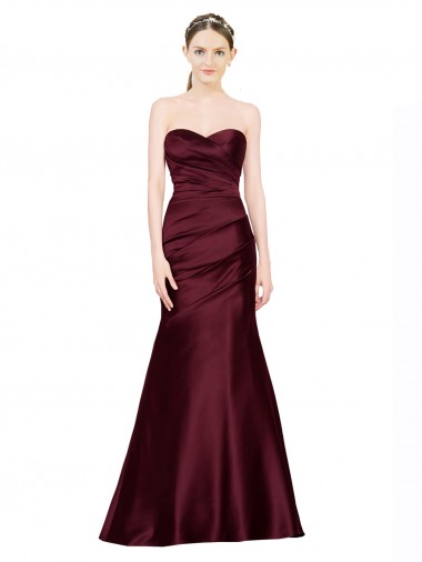 Cheap Burgundy Sweetheart Sleeveless Low Back Long Evening Dress UK