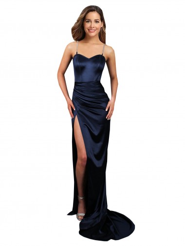 Cheap Dark Navy Sweetheart Sleeveless Long Sexy Evening Dress UK