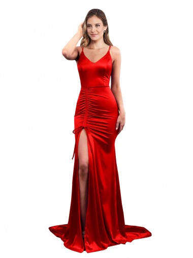 Cheap Red Sweetheart Sleeveless Low Back Long Sexy Wedding Party Dress UK