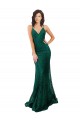 Purcahse  Dark Green V-Neck Sleeveless Open Back Long Semi Formal Evening Dress UK