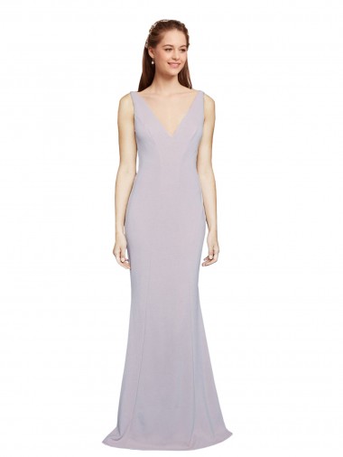 Cheap Arctic Lilac V-Neck Sleeveless Keyhole Back Long Evening Dress UK