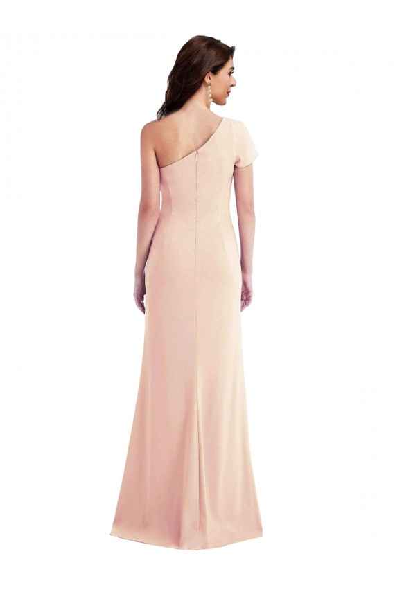 Purcahse  Nude One Shoulder Cap Sleeves Long Evening Dress UK