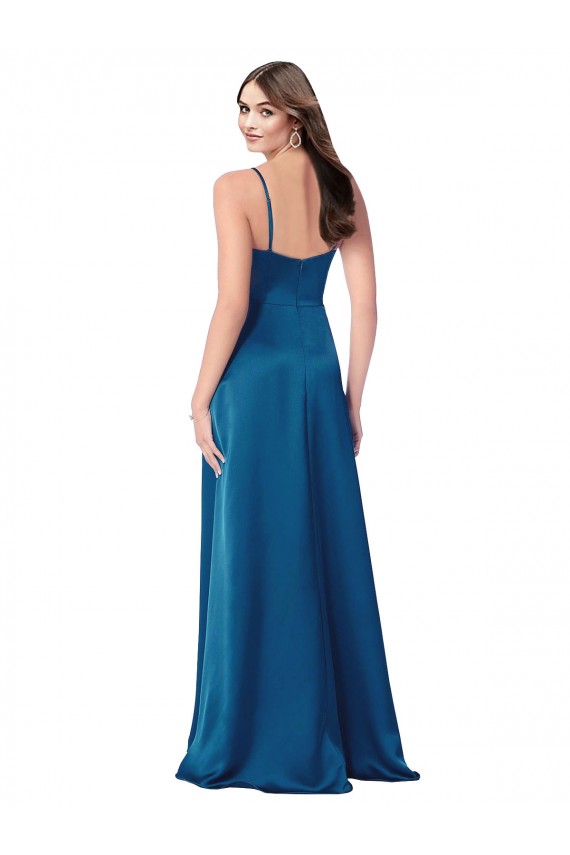 Purcahse  Peacock Blue Cowl Neck Sleeveless Low Back Long Evening Dress UK