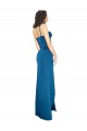 Purcahse  Peacock Blue Spaghetti Straps Sleeveless Low Back Long Evening Dress UK