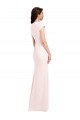 Purcahse  Pink V-Neck Cap Sleeves Stretch Crepe Long Evening Dress UK