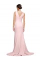 Purcahse  Pink V-Neck Sleeveless V-Back Sweep Train Semi Formal Evening Gown UK