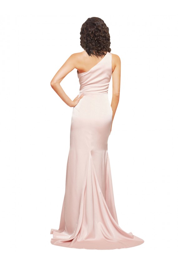 Purcahse  Pink One Shoulder Sleeveless Long Sexy Evening Dress UK