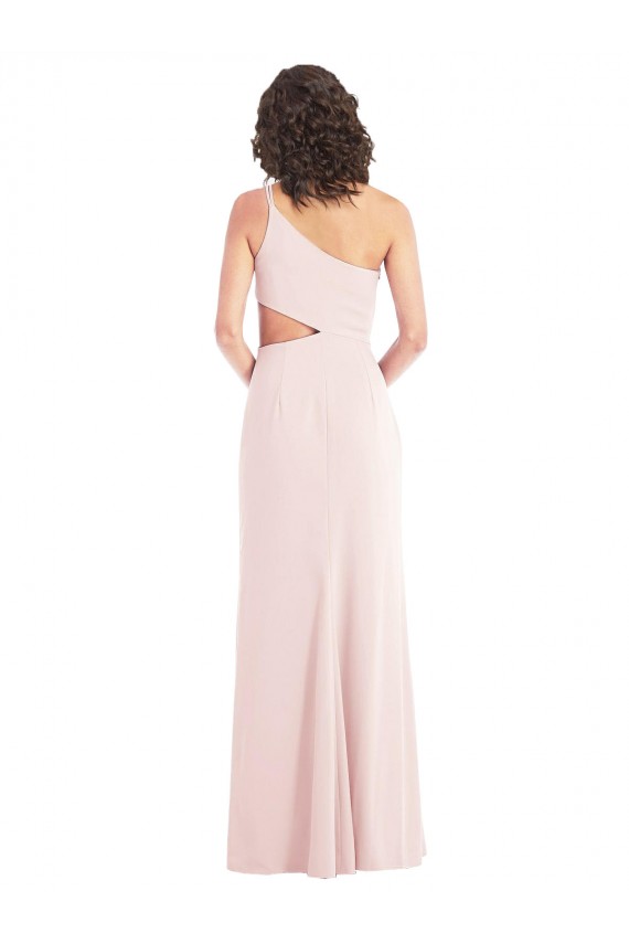 Purcahse  Pink One Shoulder Sleeveless Stretch Crepe Long Maxi Evening Dress UK