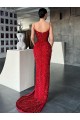 Purcahse  Red V-Neck Sleeveless Sweep Train Evening Dress UK