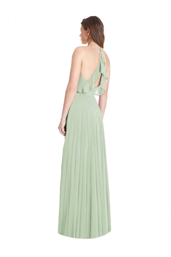 Purcahse  Sage V-Neck Cold Shoulder Long Maxi Evening Dress UK