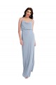 Purcahse  Smoke Blue Cowl Neck Sleeveless V-Back Long Evening Dress UK