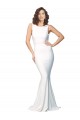 Purcahse  Ivory High Neck Sleeveless Low Back Stretch Crepe Long Evening Dress UK