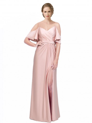 Cheap Off the Shoulder Cold Shoulder Low Back Long Evening Dress UK