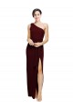 Purcahse  Burgundy Gold One Shoulder Sleeveless Sheath Long Evening Dress UK