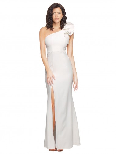 Cheap Ivory One Shoulder Sleeveless Long Wedding Party Dress UK