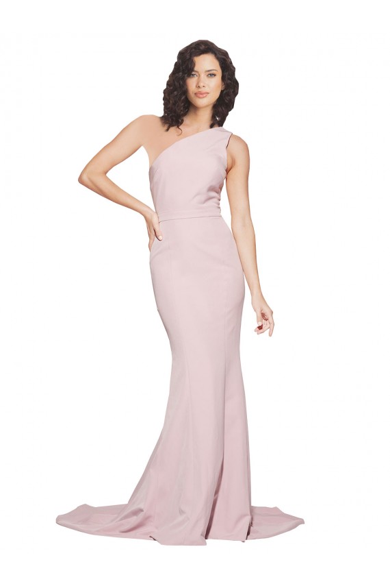 Purcahse  Mauve One Shoulder Sleeveless Sweep Train Semi Formal Evening Dress UK