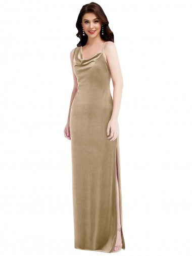 Cheap Champagne One Shoulder Sleeveless Long Maxi Evening Dress UK