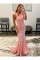 Purcahse  Pink One Shoulder Sleeveless Sweep Train Evening Dress UK