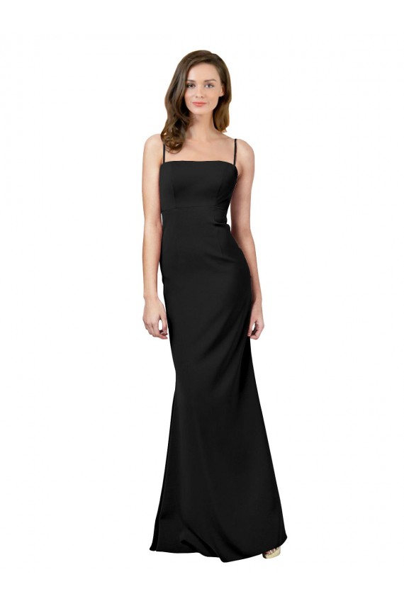 Purcahse  Black Square Neck Sleeveless Open Back Long Evening Dresses UK